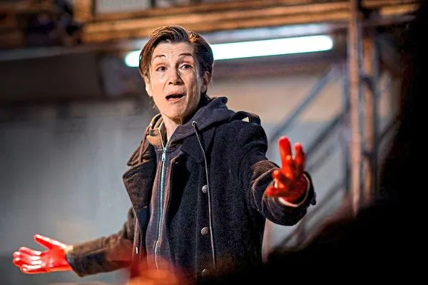 Harriet Walter as Brutus in Julius Caesar